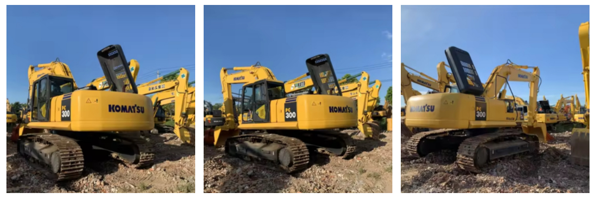 Komatsu PC300-7 Excavator Multi-Angle Rear Views with Open Engine Hood.jpg Komatsu PC300-7 Excavator Multi-Angle Rear Views with Open Engine Hood.jpg
